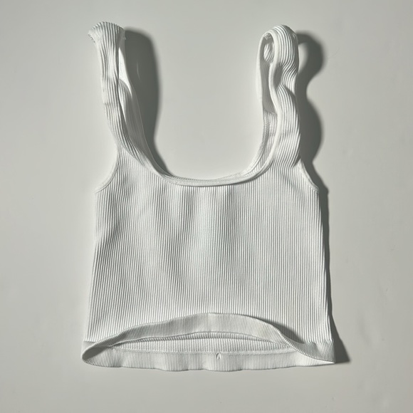 FP Movement Free People Happiness Runs Square Neck Crop Tank White XS/S NWOT - Picture 2 of 4